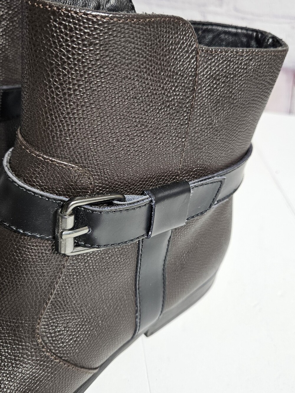 Calvin Klein Black Leather Ankle Boots with Buckle Strap - Picture 8 of 8